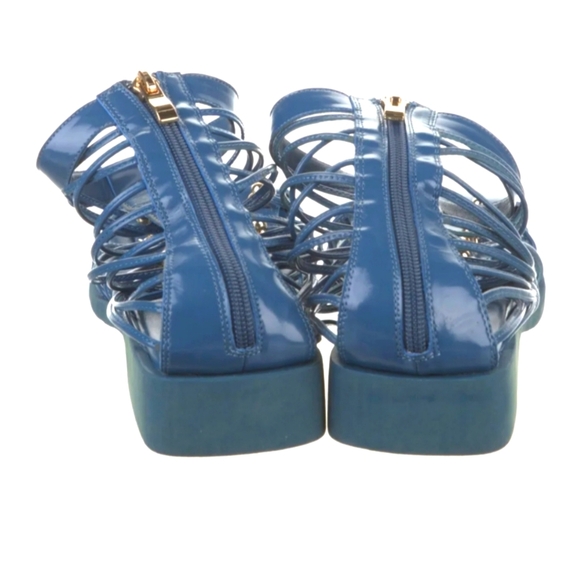 Vivienne Hu Cobalt Blue Patent Gladiator Sandals Sz. 9.5 New Bold Designer Style - Picture 10 of 14